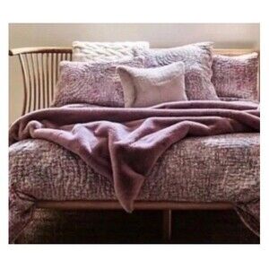 Anthropologie Sophie Faux Fur Throw Reversible Blanket Heavy Blush/Pink 60x70